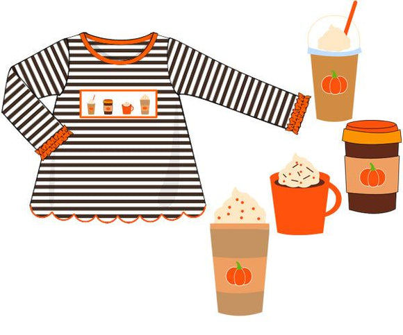 RTS - Pumpkin Spice Smocked Shirt - 18M