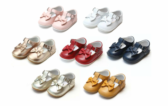 RTS - L'Amour Shoes - ANGEL Minnie Bow Leather Mary Jane (Baby)